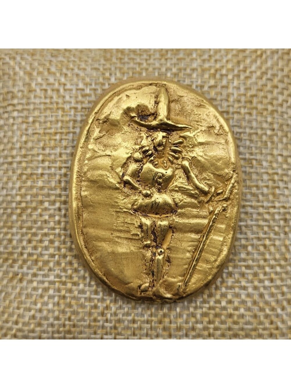 Amazing Vintage Estate Brooch pin or pendant Gold Dipped figural